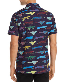 Ps Paul Smith Short-sleeve Cheetah Print Regular Fit Shirt Navy thumbnail 2
