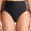 RACHEL by Rachel Roy Black Textured Lace-Up High-Waist Bikini Bottom