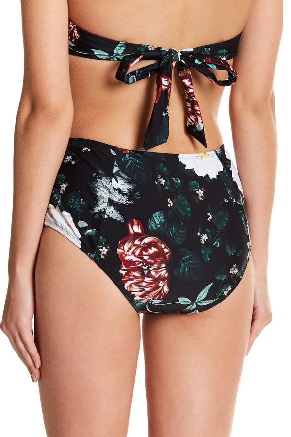 RACHEL by Rachel Roy Garden Floral High Waist Bikini Bottom in Black