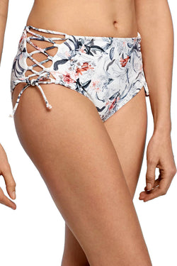 RACHEL by Rachel Roy High Waist Lace Up Bikini Bottom in White Floral thumbnail 4