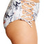 RACHEL by Rachel Roy High Waist Lace Up Bikini Bottom in White Floral