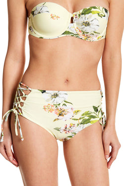 RACHEL by Rachel Roy High Waist Lace Up Bikini Bottom in Yellow Summer Floral thumbnail 4