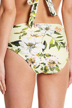 RACHEL by Rachel Roy High Waist Lace Up Bikini Bottom in Yellow Summer Floral thumbnail 3