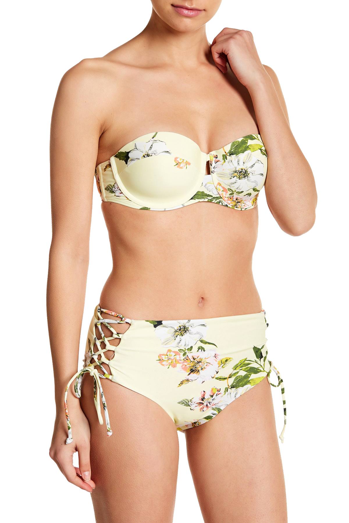 RACHEL by Rachel Roy Yellow Summer Floral Underwire Bikini Top
