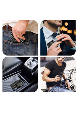 RFID Blocking Carbon Fibre Slim Card Holder W/ Money Clip thumbnail 2