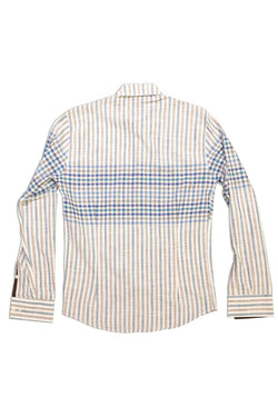 RNT23 Blue-Plaid Linen Button-Up thumbnail 3