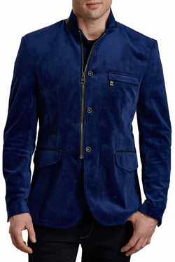 RNT23 Deep-Blue Velveteen Blazer thumbnail 1