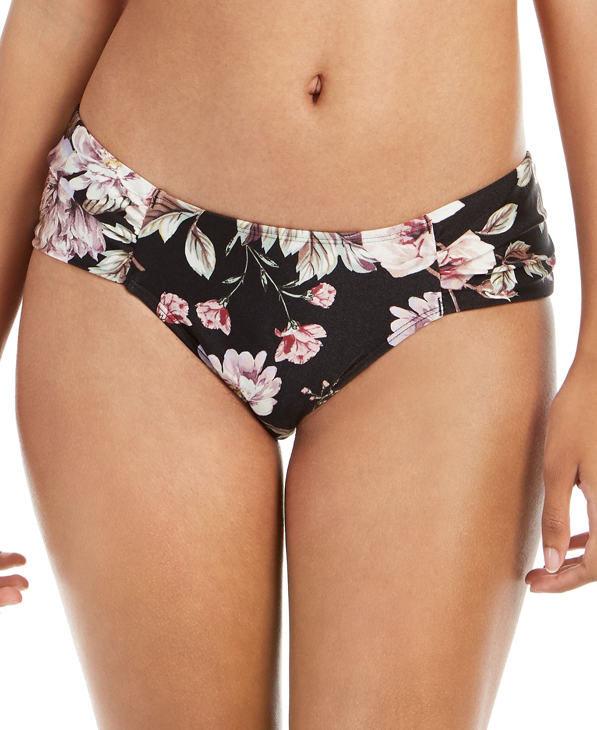 Rachel Rachel Roy Cherry Blossom Floral Printed Ruched-side Bikini Bottoms Cherry Blossom