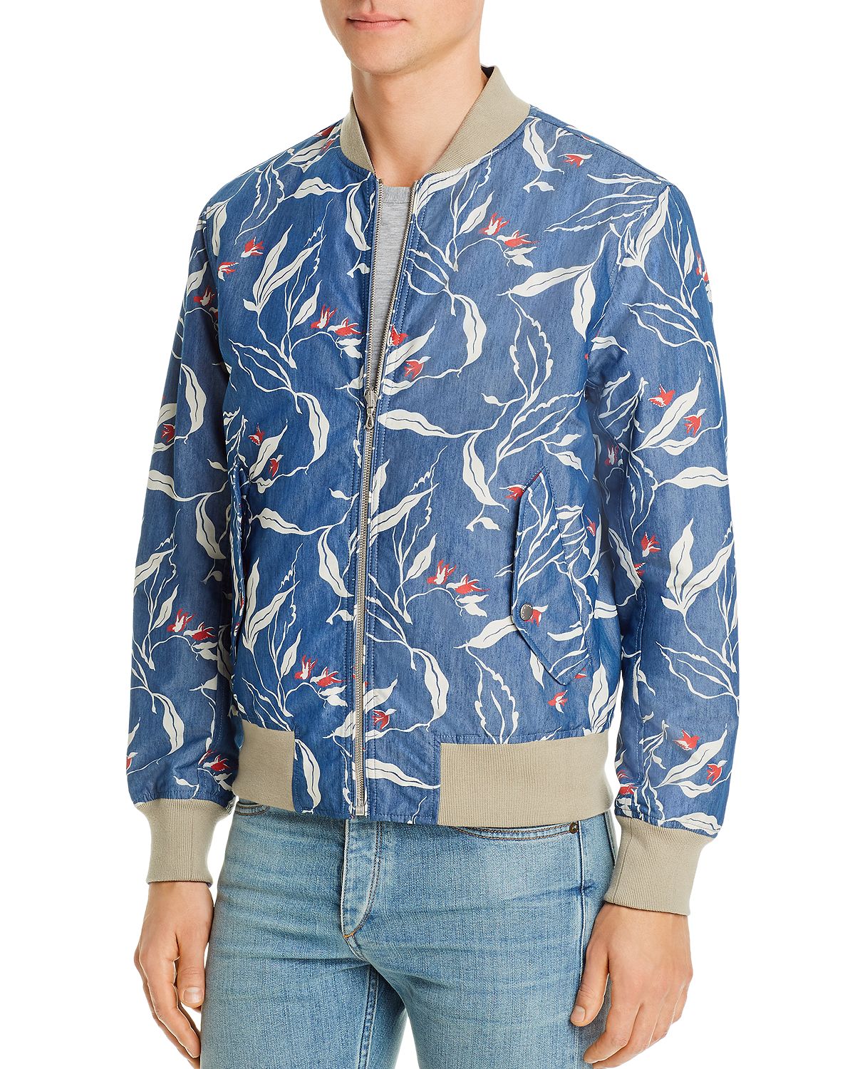 Rag & Bone Reversible Manston Slim Fit Jacket Indigo/Floral
