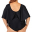 Raisins Curve Trendy Plus Juniors' Solid Stingray Flutter Sleeve One-piece Swimsuit Black