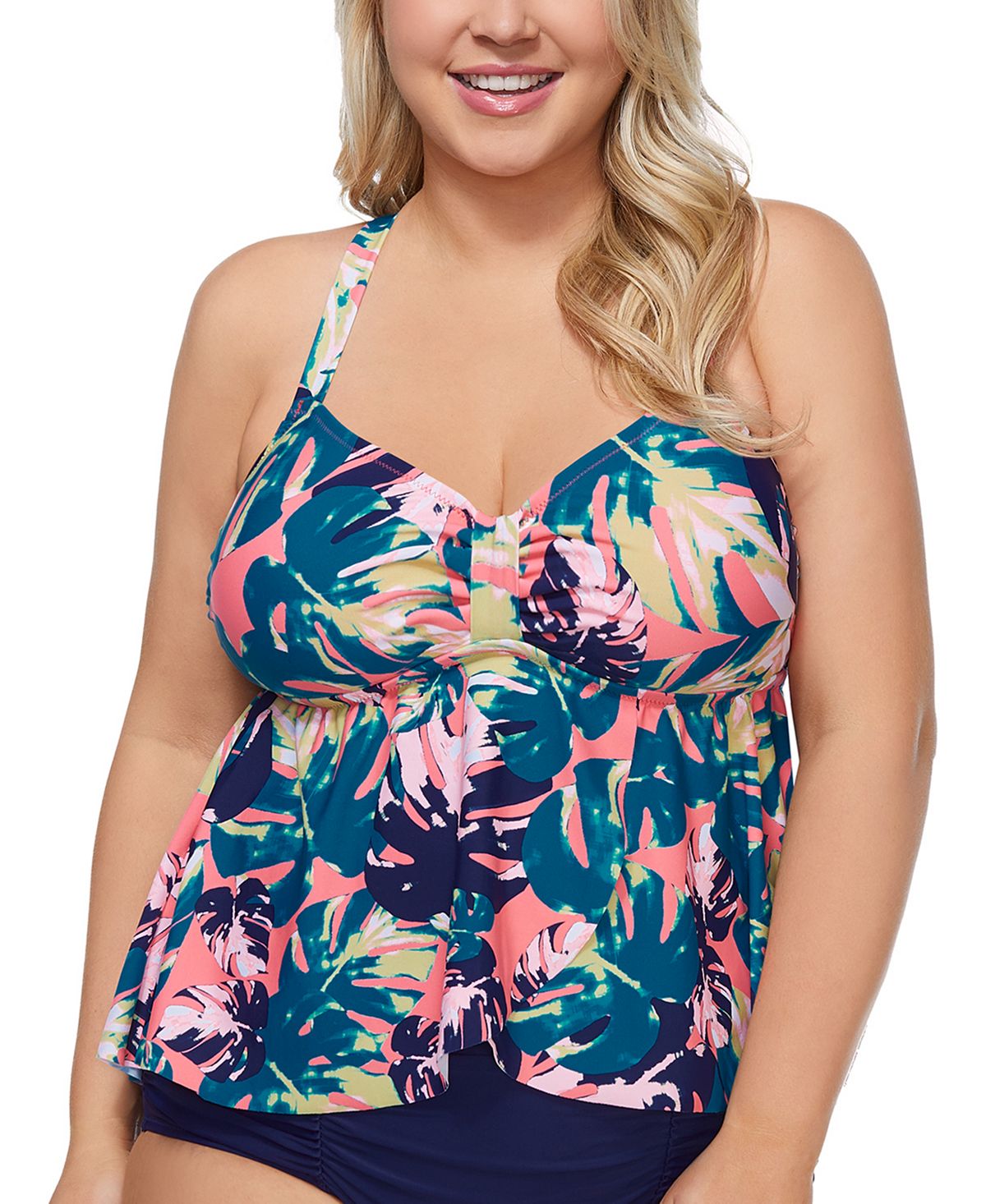 Raisins Curve Trendy Plus Maspalomas Atlantic Printed Tankini Top Maspalomas