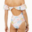 Raisins White-Floral Maui-Gardens Off-The-Shoulder Ruffle Cheeky Swimsuit