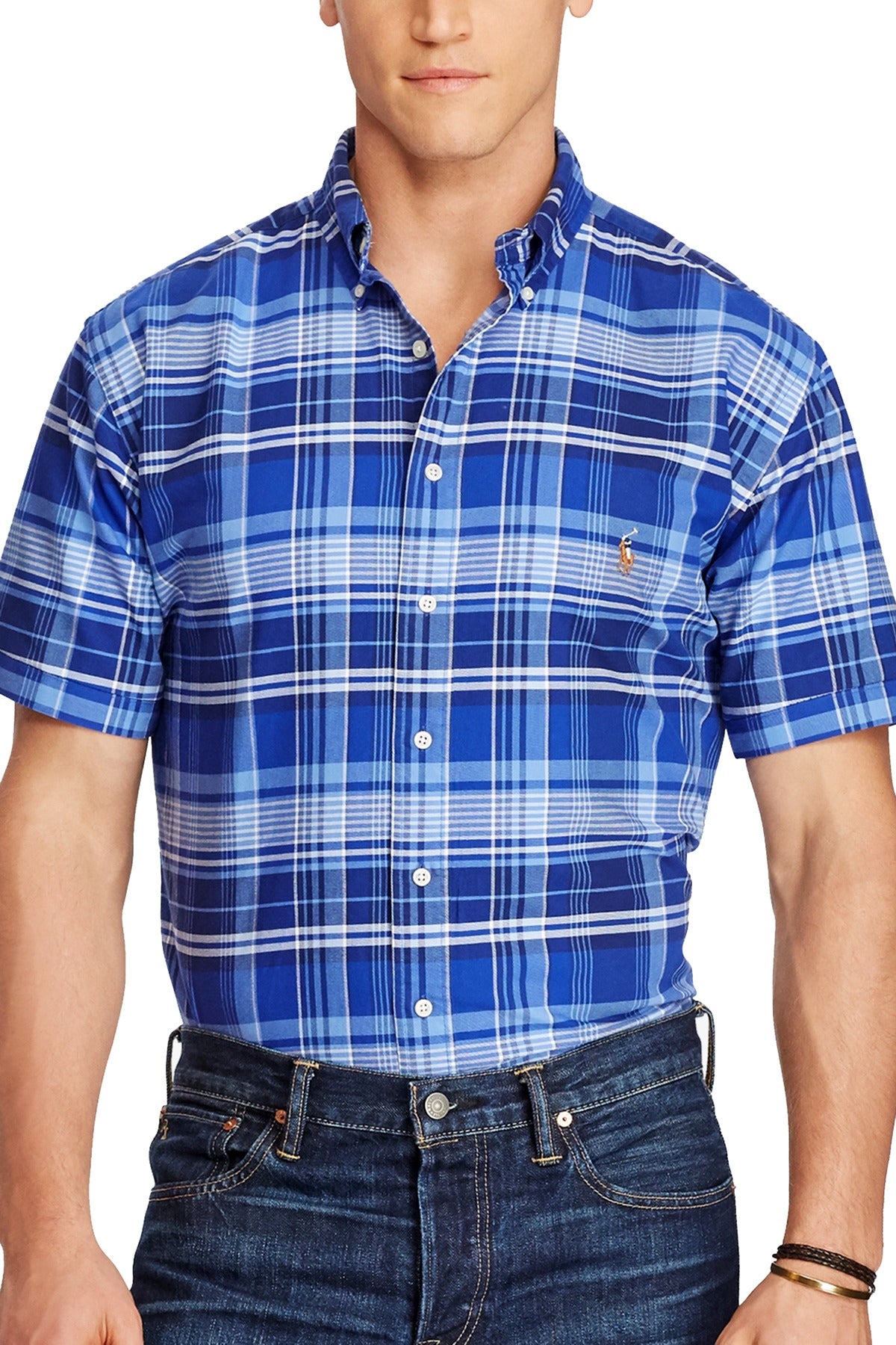 Ralph Lauren Blue/Navy Plaid Big/Tall Oxford Shirt