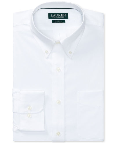 Ralph Lauren Lauren Classic/regular Fit Non-iron Stretch Pinpoint Dress Shirt White