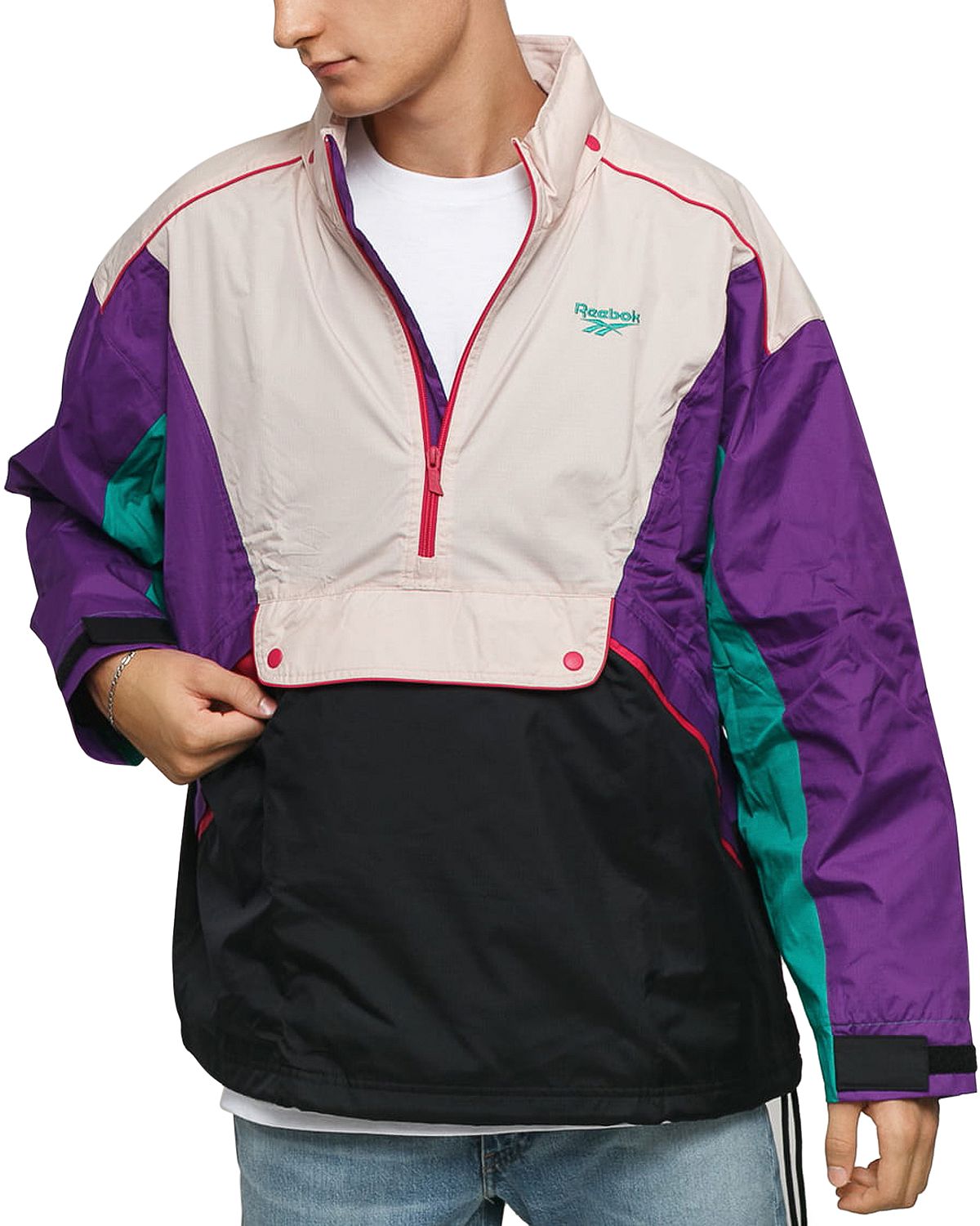 Reebok Color-block Half-zip Trail Jacket Purple/Multi