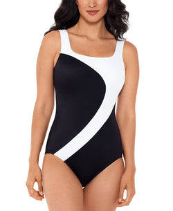 Reebok Colorblocked One-piece Swimsuit Colorblock Black/White thumbnail 1