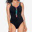 Reebok Contrast-trim Zip-front One-piece Swimsuit Multi