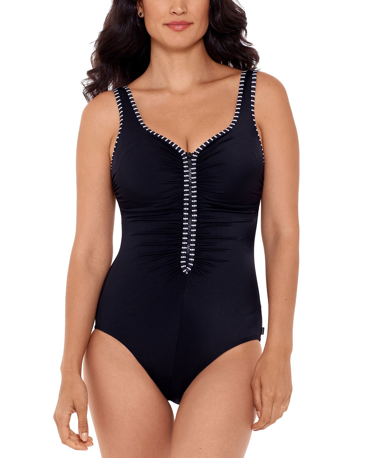 Reebok Our Zips Are Sealed Zipper One-piece Swimsuit Black