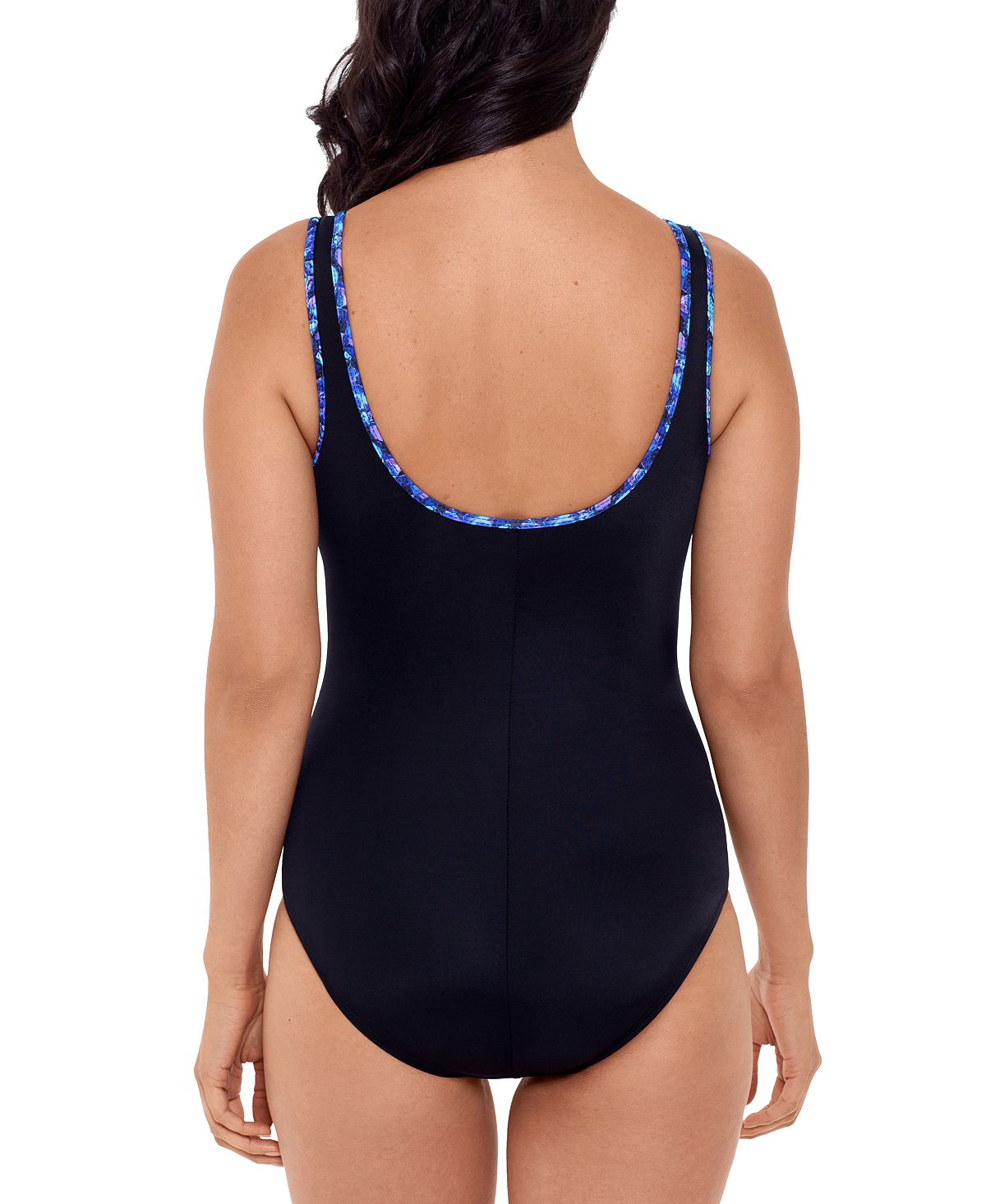 Reebok Reflecting Rebel Zipper One-piece Swimsuit Black/Blue