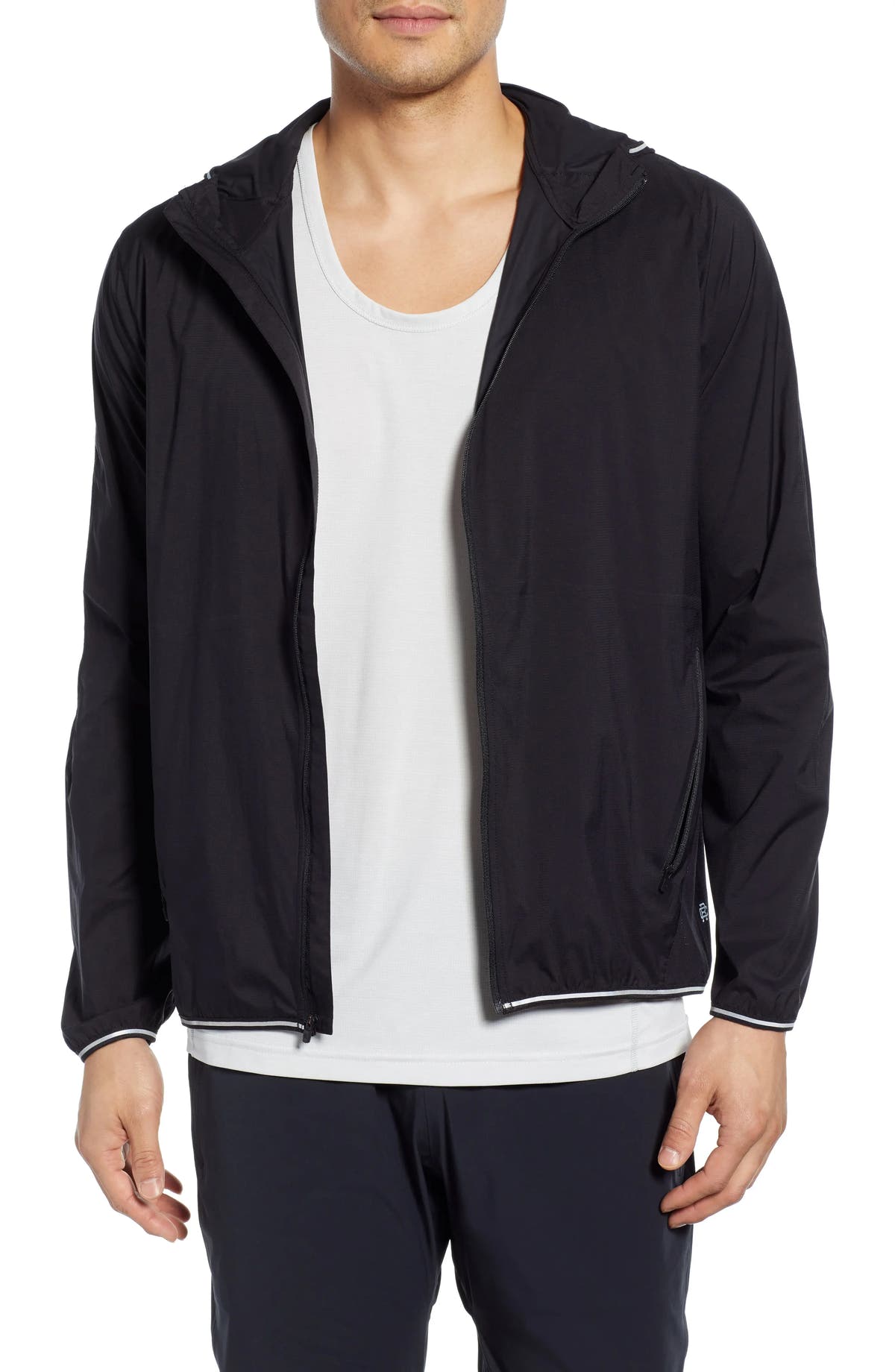 Reigning Champ Men's Water Resistant Hooded Track Jacket Black