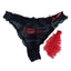 René Rofé Black/Red Tickle-Me Mesh Ruffle Thong with Feather Charm