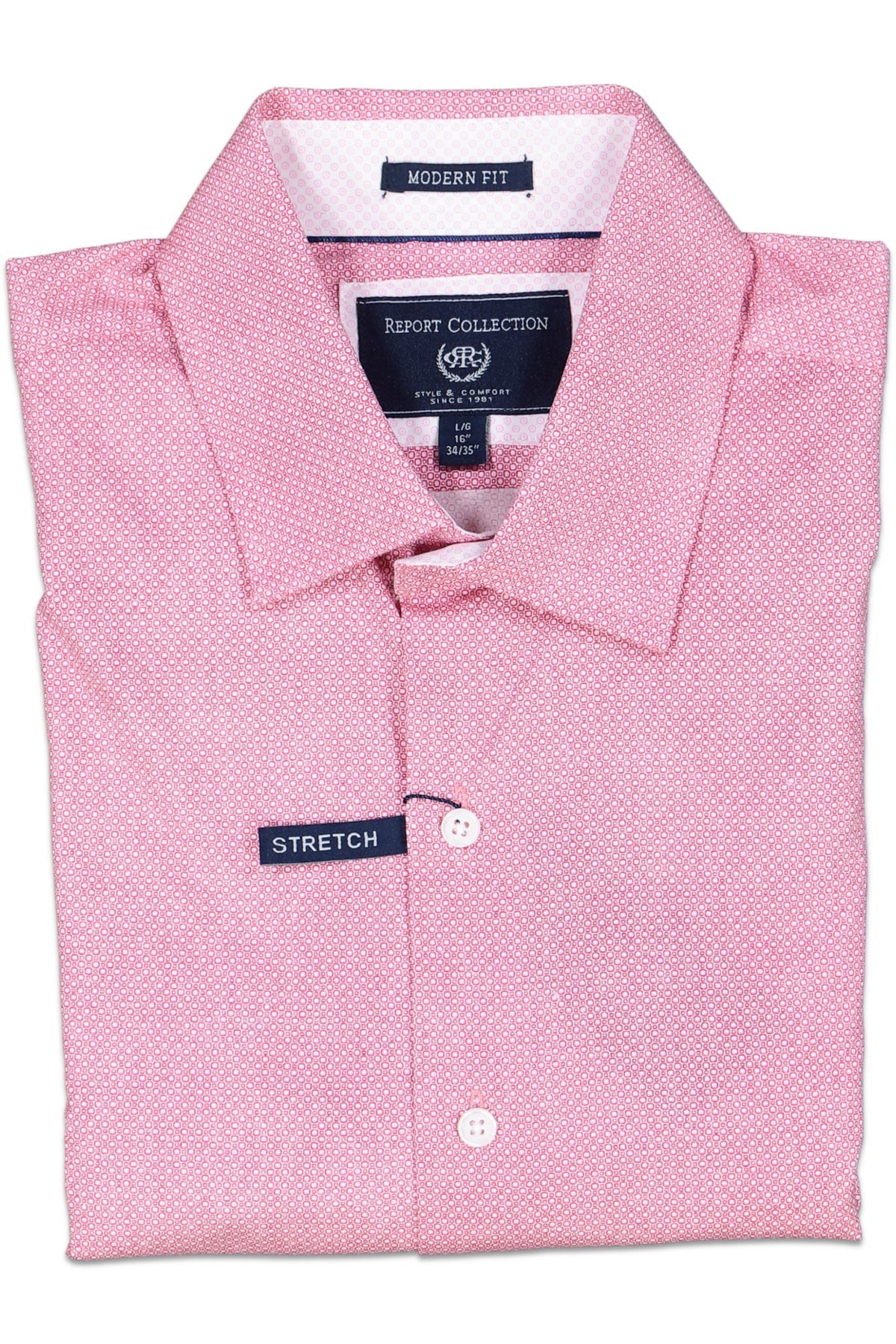 Report Collection Modern Fit Bubble Print Pink Dress Shirt