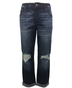 Rewash Juniors' Ripped Boyfriend Jeans Indigo Carbon thumbnail 1