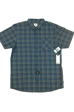 Rip Curl Navy Short-Sleeve Plaid Button-Down Shirt thumbnail 1