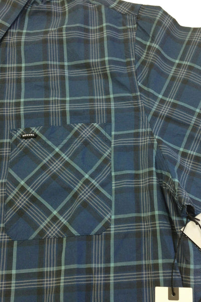 Rip Curl Navy Short-Sleeve Plaid Button-Down Shirt