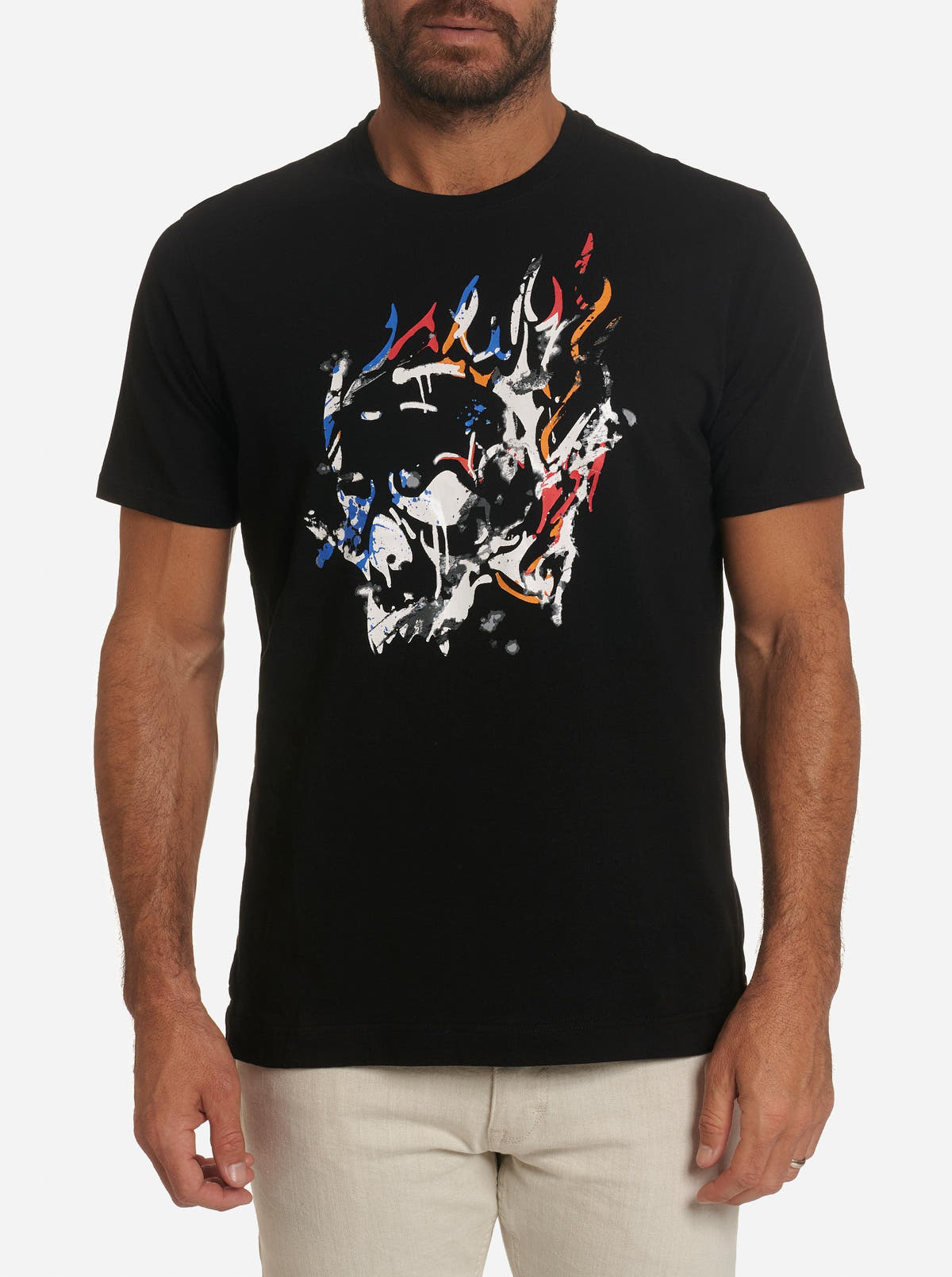 Robert Graham Men's Fire Racing Graphic Crewneck Tee black