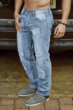 Rock & Stone Denim-Blue Ripped Patches Jean thumbnail 3