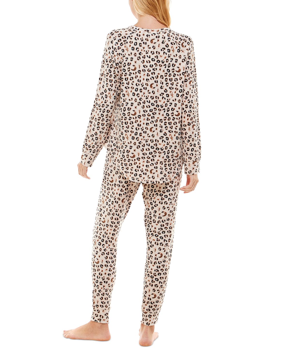 Roudelain Fuzzy Luxe Lounge Set Zodiac Leopard Crystal Gray