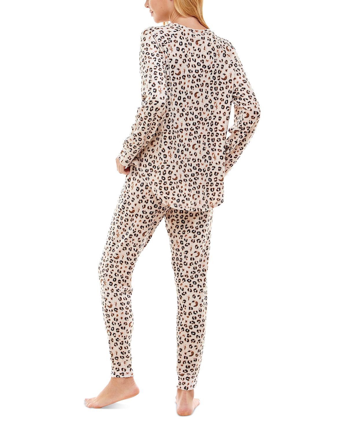 Roudelain Fuzzy Luxe Lounge Set Zodiac Leopard Crystal Gray