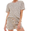 Roudelain Printed T-shirt & Shorts Pajamas Set Disco Leopard C