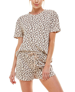 Roudelain Printed T-shirt & Shorts Pajamas Set Disco Leopard C thumbnail 1