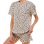 Roudelain Printed T-shirt & Shorts Pajamas Set Disco Leopard C