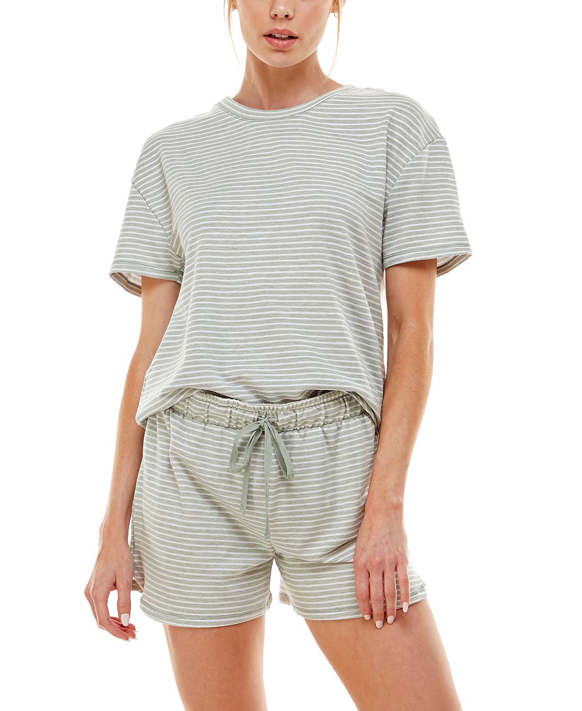 Roudelain Printed T-shirt & Shorts Pajamas Set True Stripe Lil