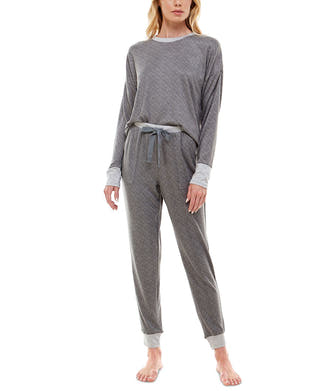 Roudelain Whisper Luxe Drop Shoulder & Jogger Set Space Dye Grey Flannel/soft Silver
