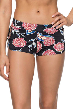 Roxy Anthracite Mexican-Rose Softly Love Printed Strappy Boyshort Swim Bottom thumbnail 2