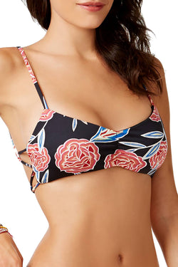 Roxy Anthracite Mexican-Rose Softly-Love Reversible Athletic Bikini Top thumbnail 2
