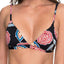 Roxy Black Anthracite Mexican-Roses Reversible Fixed Tri Bikini Top