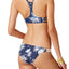 Roxy Blue Cadaques Flower Crochet-Trim Hippy-Hour Athletic Bikini Top