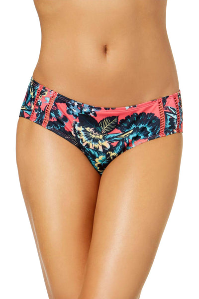 Roxy Coral-Pink Salty Floral-Print Cheeky Shorty Bottom