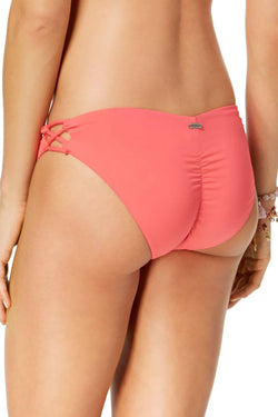 Roxy Coral-Pink Strappy Cheeky 70's Bikini Bottom thumbnail 3