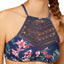 Roxy Dark-Blue Floral Arizona Dream High-Neck Crochet-Trim Bikini Top