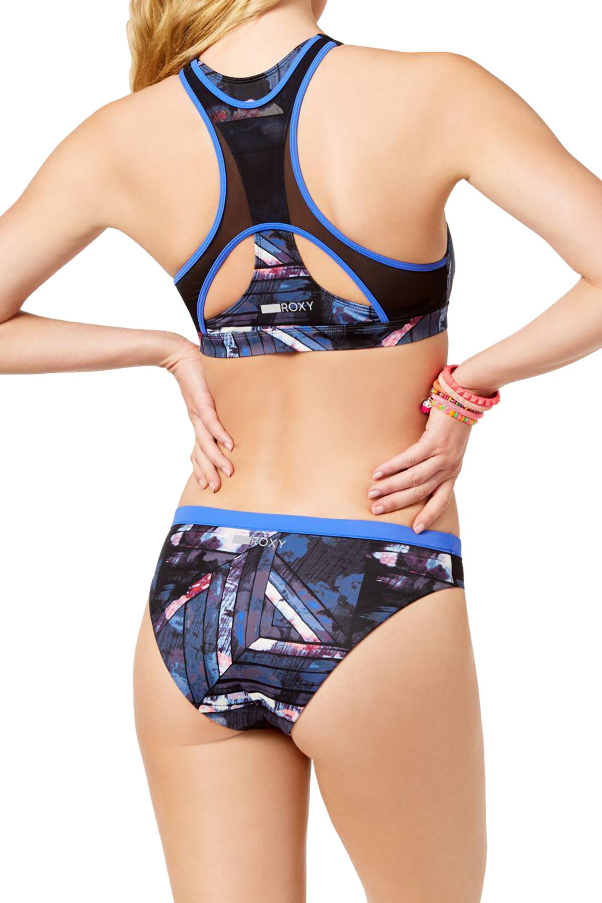 Roxy 'Keep It Scooter' Mesh Side Bikini Bottom in Anthracite Blur Paint
