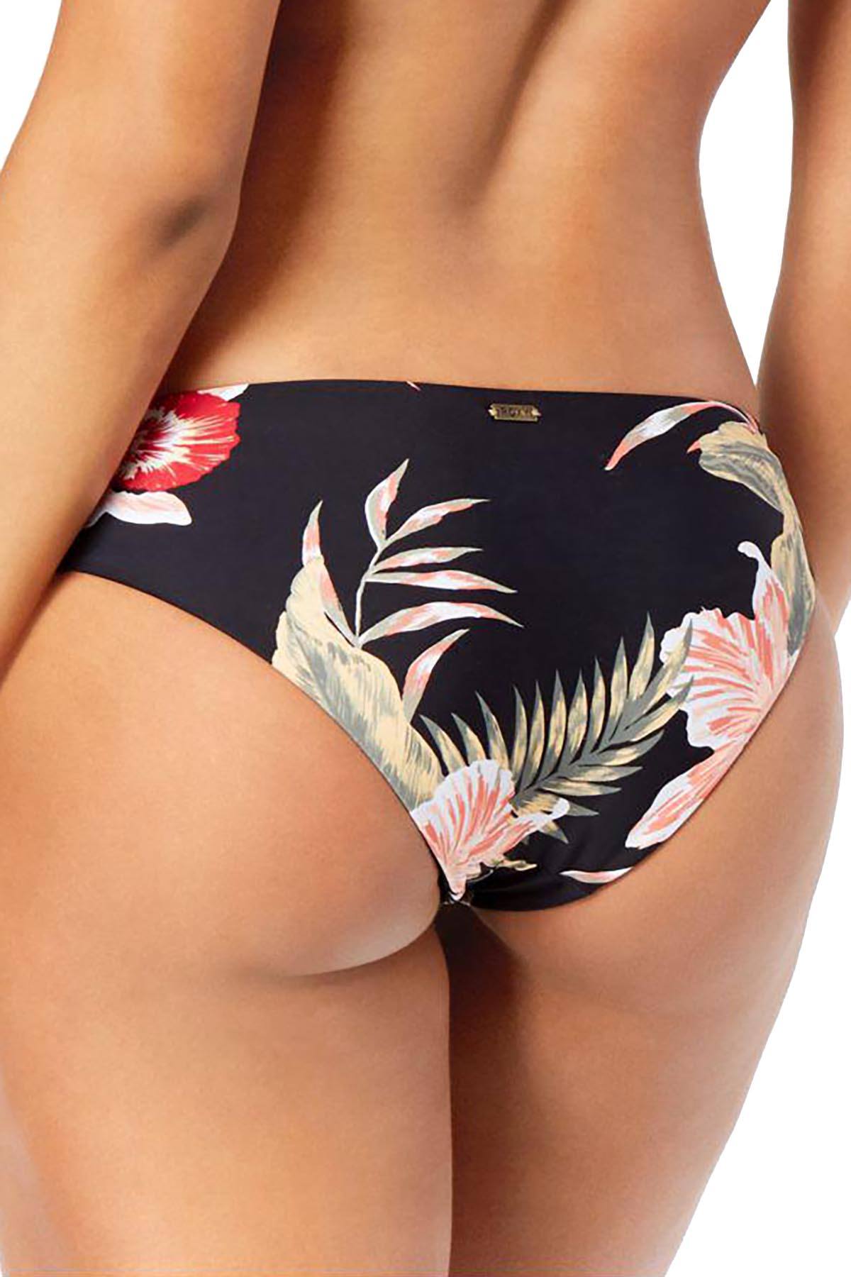 Roxy Sea Lovers Cutout Cheeky Bikini Bottom in Anthracite Black