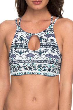 Roxy Square-Flower Softly Love Halter Crop Bikini Top thumbnail 1