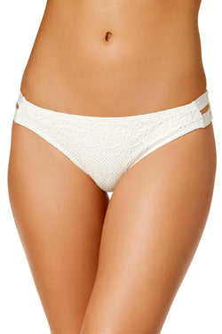 Roxy Surf Memory Crochet Scooter Bikini Bottom in White thumbnail 1