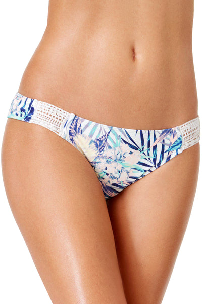 Roxy White/Blue/Multi Sea-Lovers Tropical-Print Surfer Crochet Bikini Bottom